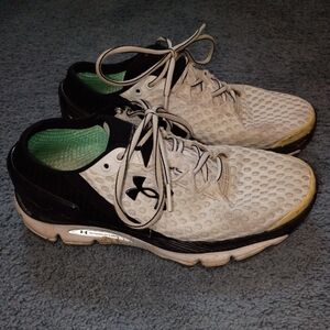 Under Armour Women's White and Black Athletic Sneakers with Green Lining